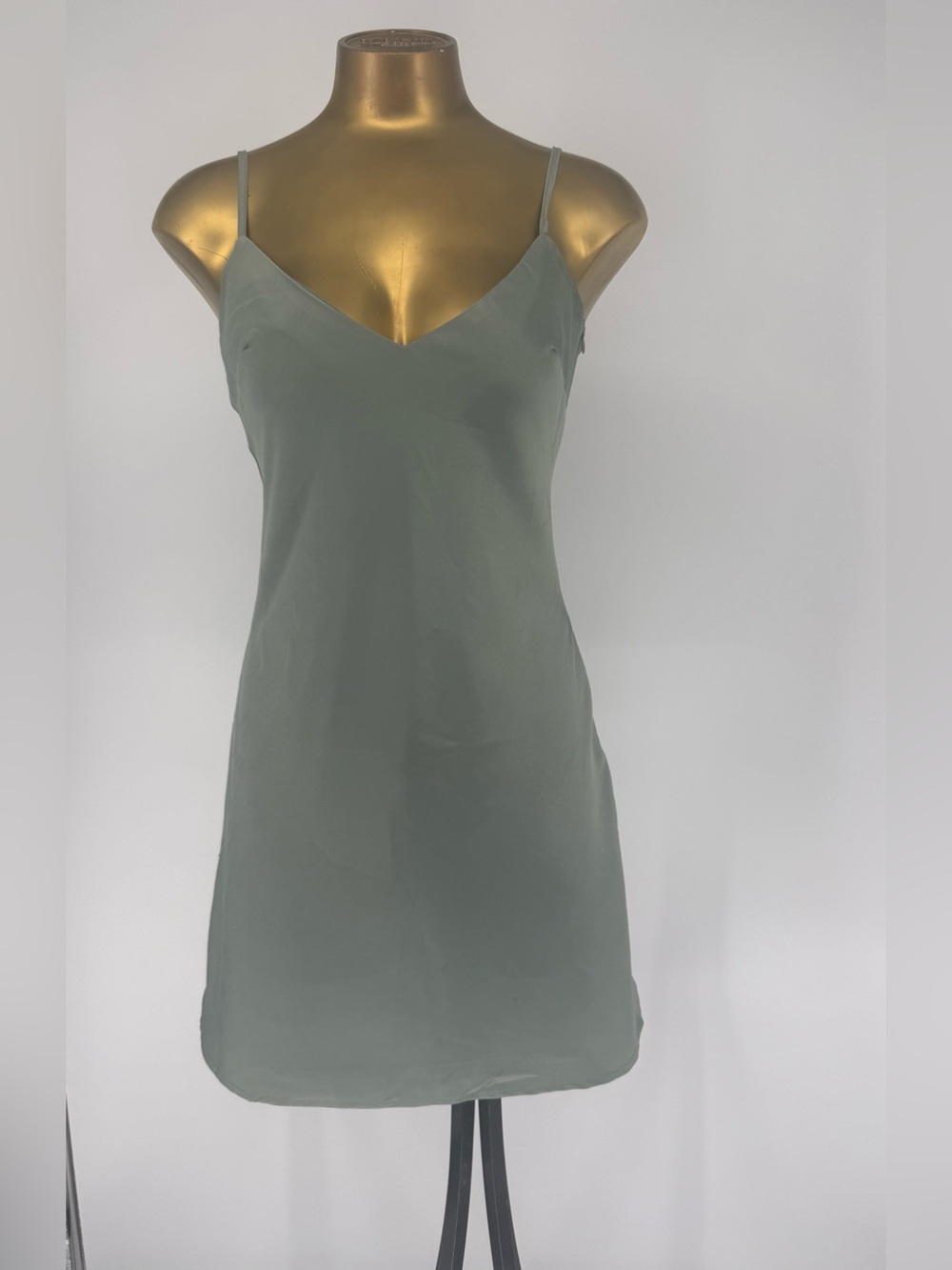 Nasty Gal Sage Green Satin Slip Cami Mini Dress Size 0